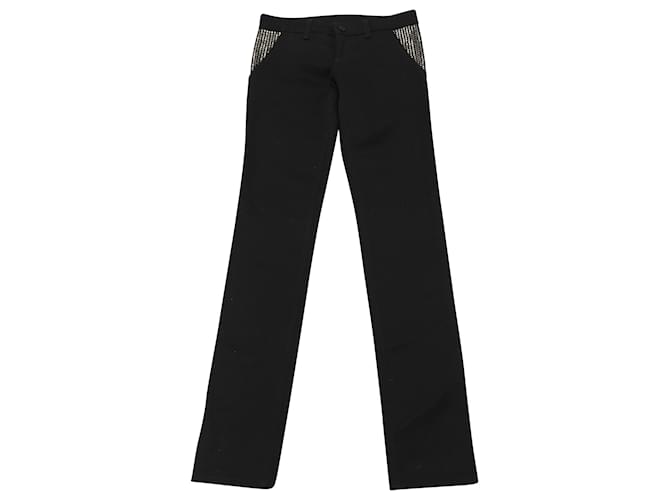 Jean Gucci avec clous métalliques en coton noir  ref.530129