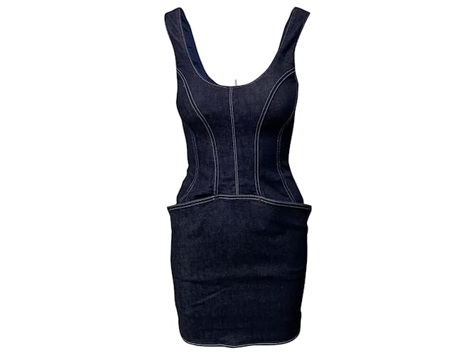 Thierry Mugler Mugler Denim Mini Dress in Blue Cotton  ref.530131