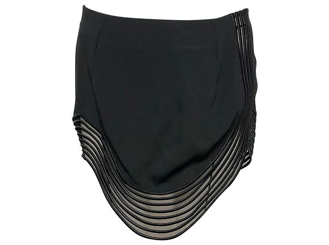 Stella Mc Cartney Stella McCartney Saia Rib Wave Pipe em Seda Artificial Preto