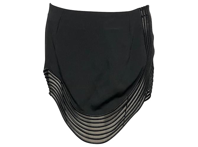 Stella Mc Cartney Stella McCartney Rib Wave Pipe Skirt in Black Rayon Cellulose fibre  ref.530162