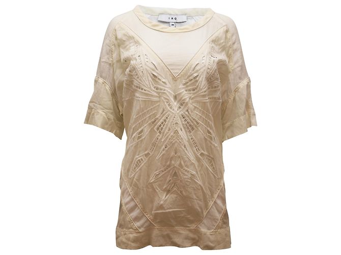 Iro Patterned Laser Cut Dress in White Silk