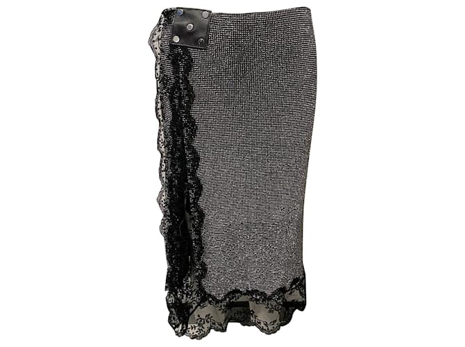 Christopher Kane Crystal Mesh Skirt in Metallic Polyester  ref.530173