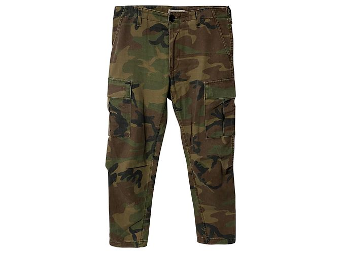 Re/done Camouflage Cargo Pants in Multicolor Polyester