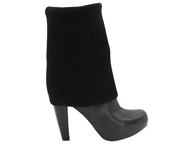 Loeffler Randall Wendy Sock Boots in Black Leather  ref.530185