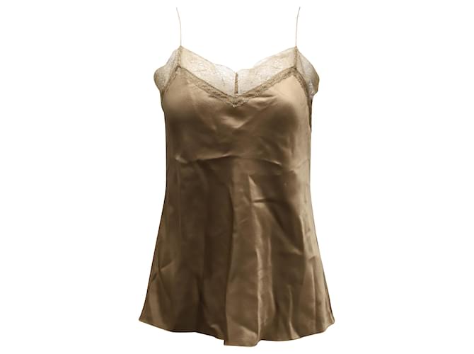 Vince Lace Trimmed Camisole in Beige Silk  ref.530212