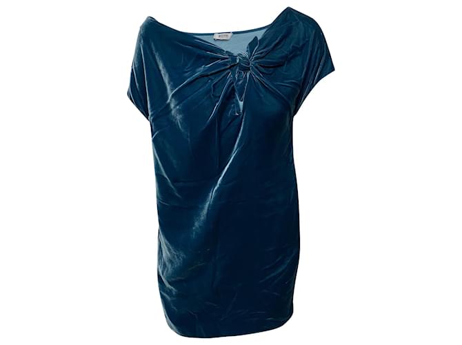 Moschino Tie Knot Velvet Mini Dress in Blue Rayon Cellulose fibre  ref.530225