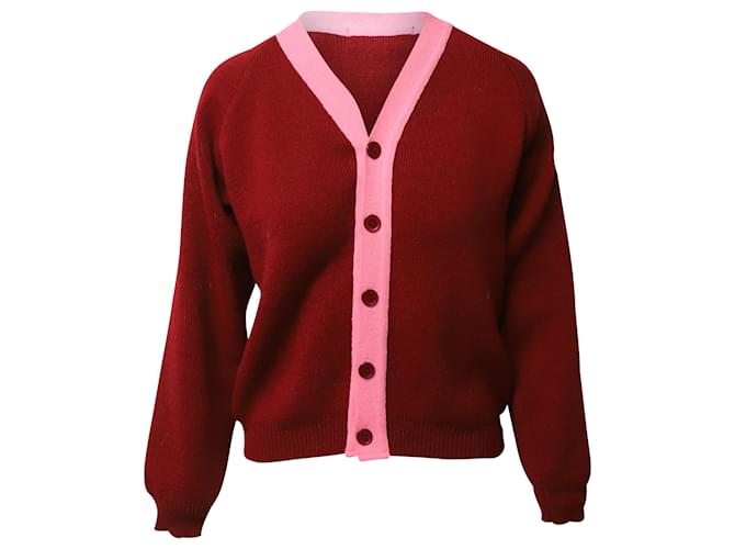 Comme Des Garcons Cardigan in maglia Comme des Garçons Girl x Lochaven of Scotland in acrilico rosso e rosa Multicolore  ref.530241
