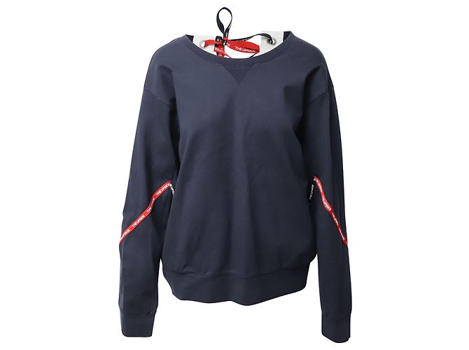 Autre Marque Suéter Upside Lace Up Back em viscose azul