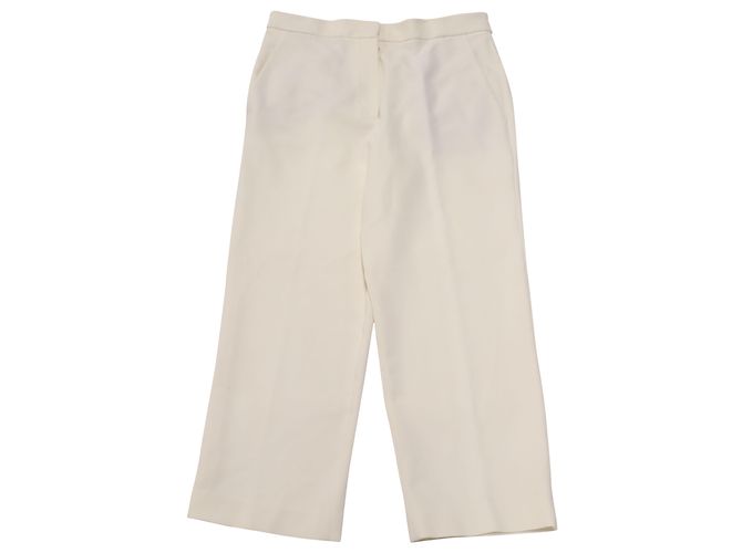 Tibi Anson Stretch Cropped Skinny Hose aus elfenbeinfarbenem Polyester Weiß