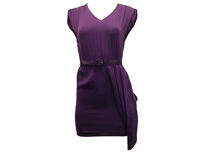 Vestido de bainha assimétrica Alice + Olivia com cinto em seda roxa Roxo