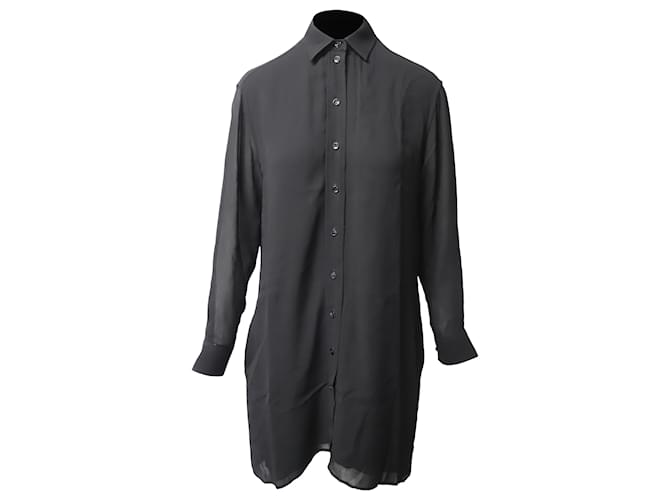 Saint Laurent Shirt Dress in Black Silk  ref.530259
