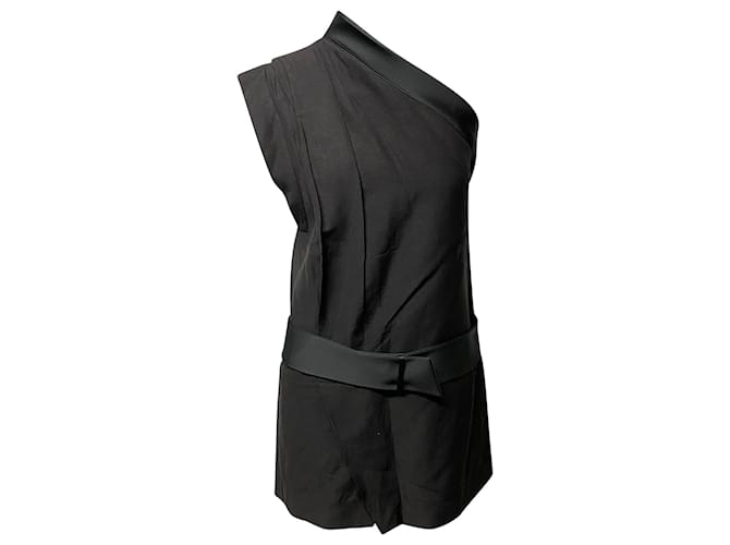Vestido Isabel Marant Ormand de un solo hombro en lana negra Negro  ref.530262