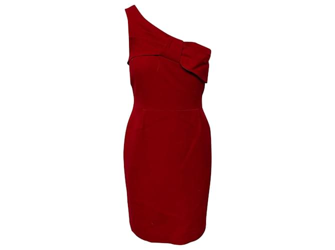 Paul & Joe One Shoulder Bow Dress in Red Wool Cotton  ref.530264