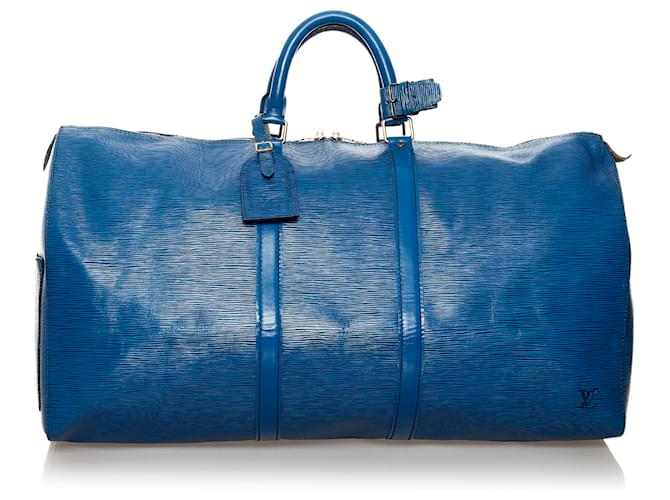 Louis Vuitton Blue Epi Keepall 55 Cuir Bleu  ref.530369