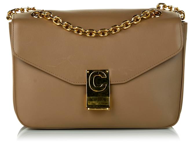Céline Celine Brown Medium C Bag Umhängetasche aus Leder Braun Golden Metall Kalbähnliches Kalb  ref.530470