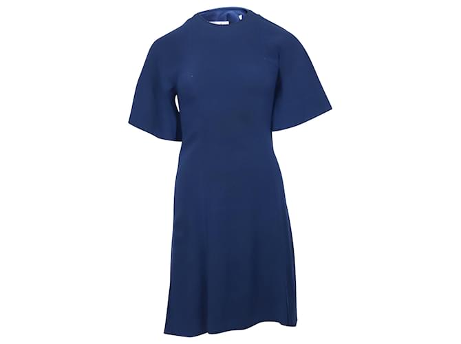 Sandro Yoko Fluted Crepe Dress in Blue Acetate Cellulose fibre  ref.530506