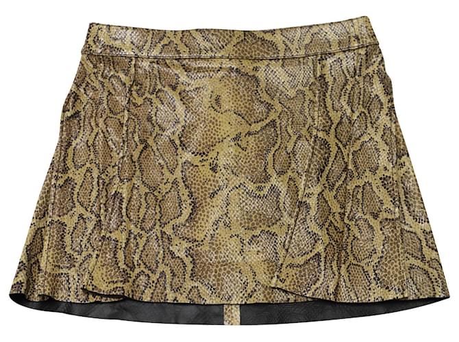 Chloé Snake Print Mini Skirt in Brown Leather  ref.530523