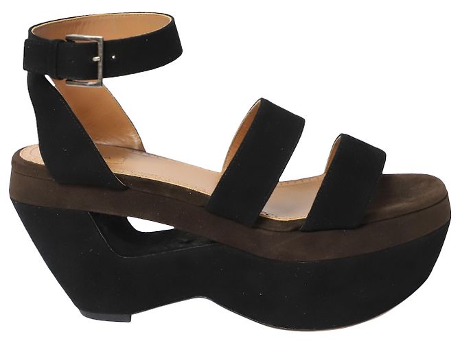 Alaïa Alaia Platform Sandals in Multicolor Suede Python print