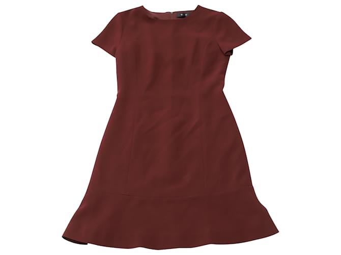 Theory Crew Neck Mini Dress in Burgundy Triacetate Dark red Synthetic  ref.530554