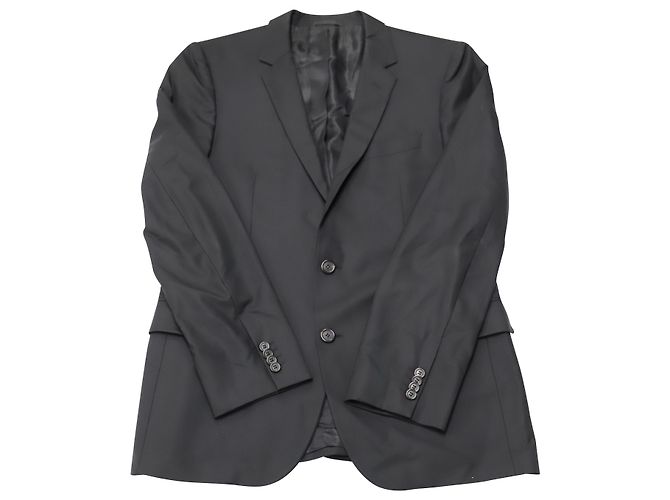 Blazer abotoado Hugo Boss em lã preta Preto