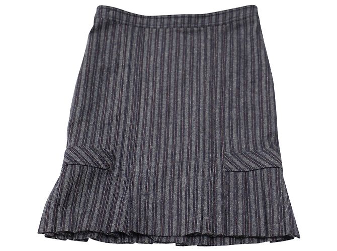 Max Mara Maxmara Ruffled Hem Skirt in Blue Wool