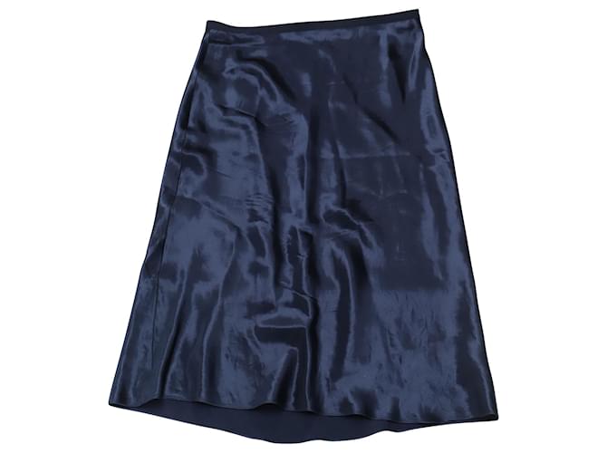 Vince Satin Midi Skirt in Navy Blue Acetate  Cellulose fibre  ref.530658