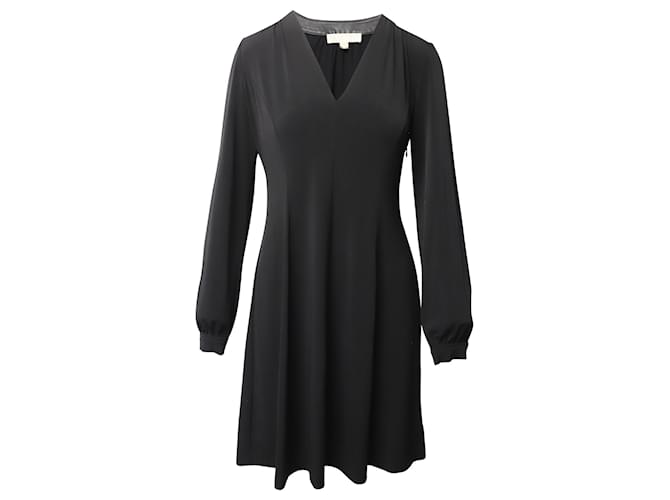 Michael Kors Kleid mit Blousonärmeln aus schwarzem Polyester  ref.530662