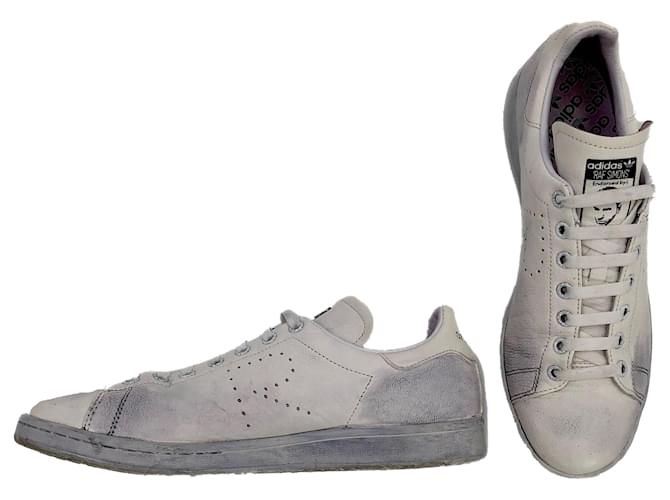 Autre Marque Adidas sneakers Stan Smith Raf Simmons in white stained leather  ref.530672