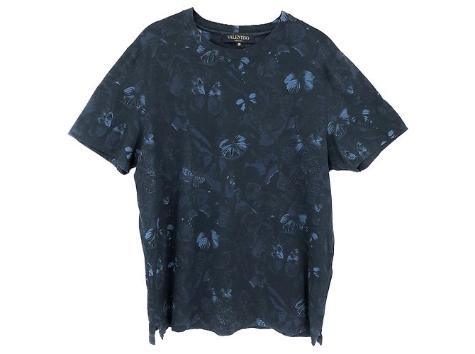 Camiseta Valentino de algodón azul con mariposas