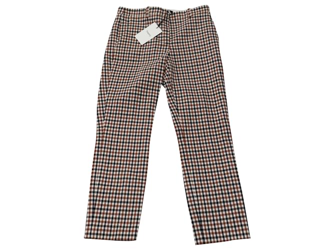 Theory Treeca Cropped Gingham Pants in Brown Polyester  ref.530711
