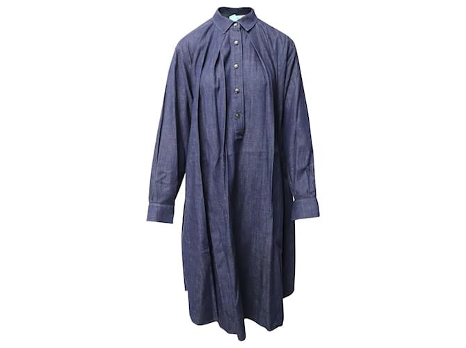 Marni Buttoned Denim Midi Dress in Blue Cotton  ref.530718