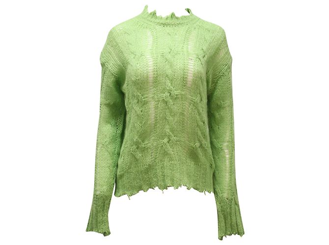 Autre Marque Suéter de punto deshilachado en acrílico verde de Acne Studios