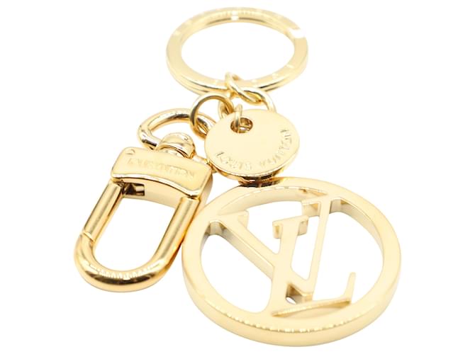 Louis Vuitton LV Circle Taschenanhänger und Schlüsselhalter aus goldfarbenem Metall Golden  ref.530766