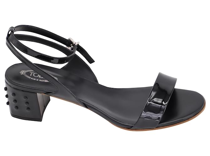 Tod's Ankle Strap Open-toe Sandals in Black Patent Leather  ref.530788