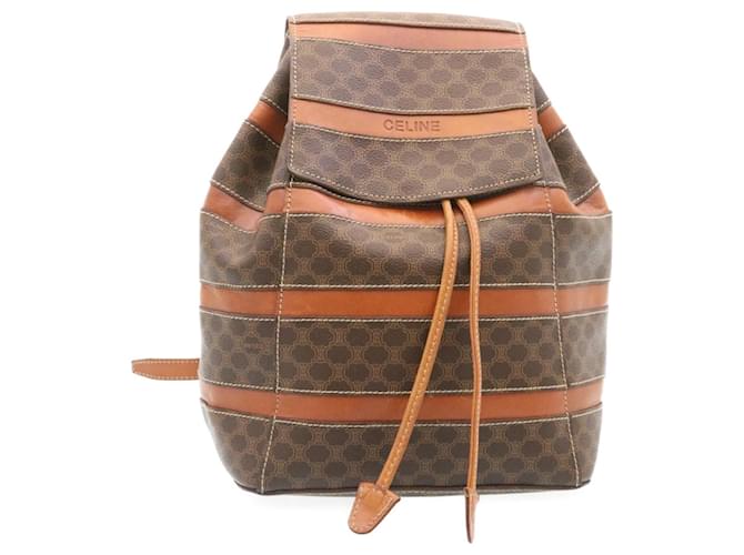 Céline CELINE Macadam Canvas Shoulder Bag PVC Leather Brown Auth tp136  ref.531095