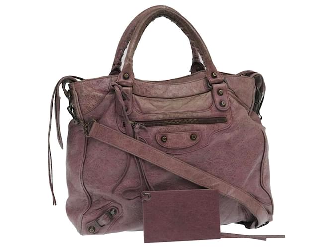 balenciaga 2Way Shoulder Bag Hand Bag Leather Purple Auth ki1746  ref.531351