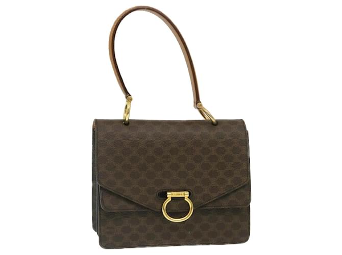Céline CELINE Macadam Canvas Hand Bag PVC Leather Brown Auth ar6568  ref.531762