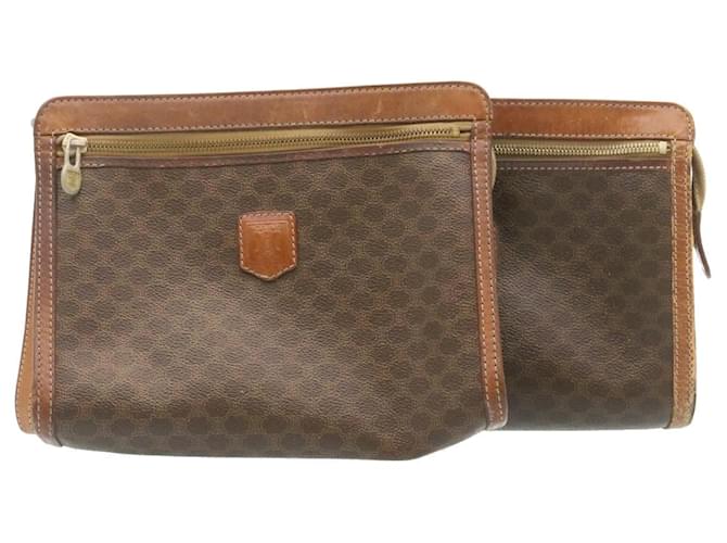 Céline CELINE Macadam Canvas Clutch Bag PVC Leather 2 sets Brown Auth 28323  ref.532013
