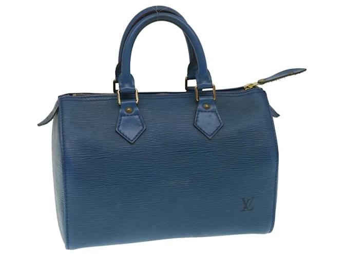 Louis Vuitton Epi Speedy 25 Sac à main Bleu M43015 LV Auth nh491 Cuir  ref.532298