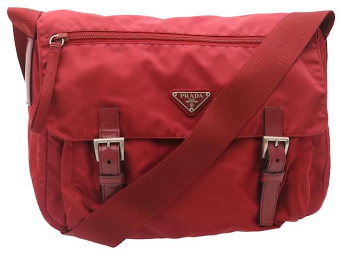 Prada, Bags, Auth Prada Nylon Red Crossbody Bag