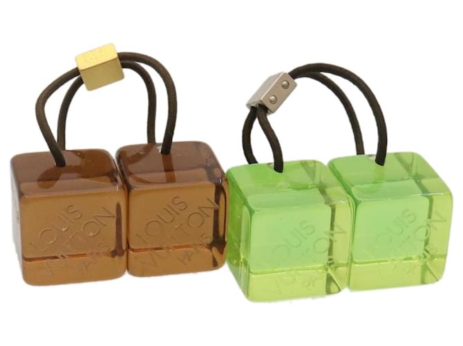 LOUIS VUITTON Cubo de cabelo Laço de cabelo Verde Marrom LV Auth ni121 Plástico  ref.532468