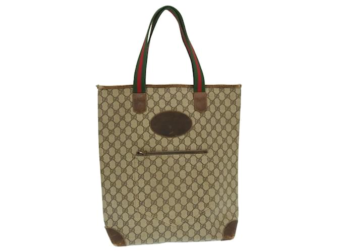 GUCCI Web Sherry Line GG Canvas Tote Bag Beige Red Green Auth yk4045  ref.532619