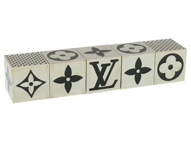 LOUIS VUITTON Monogram Cube Dice 2011 Xmas Black Silver Tone Metal LV Auth 29203 Silvery  ref.533431