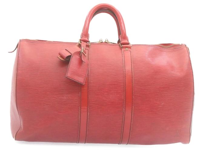 Louis Vuitton Epi Keepall 45 Boston Bag Red M42977 LV Autenticação hs667 Vermelho Couro  ref.533813