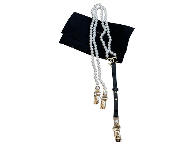 Chanel Gürtel Weiß Perle