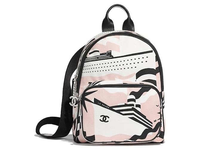 Chanel La Pausa Bay Printed Canvas Medium Backpack Limited Cruise Leather  ref.534000
