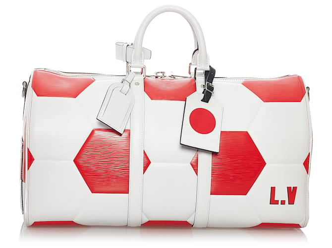 Louis Vuitton White Epi FIFA World Cup Keepall Bandouliere 50 Red Leather  ref.534024