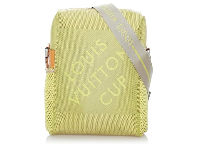 Bolsa LV Weatherly da Louis Vuitton Yellow LV Cup Marrom Amarelo Castanho claro Couro Lona  ref.534062