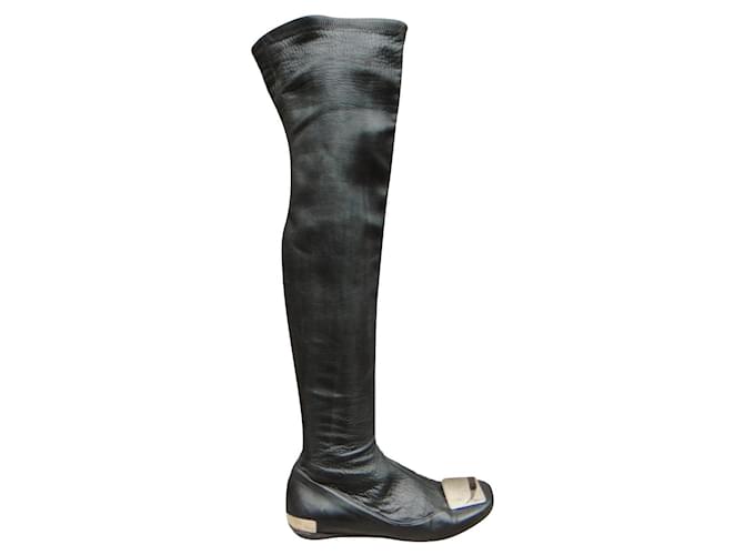 Dior p Stretch-Stiefeletten 37,5 Schwarz Leder  ref.534148