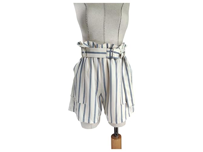 Samsoe & Samsoe Pantalones cortos Blanco Azul Viscosa  ref.534150